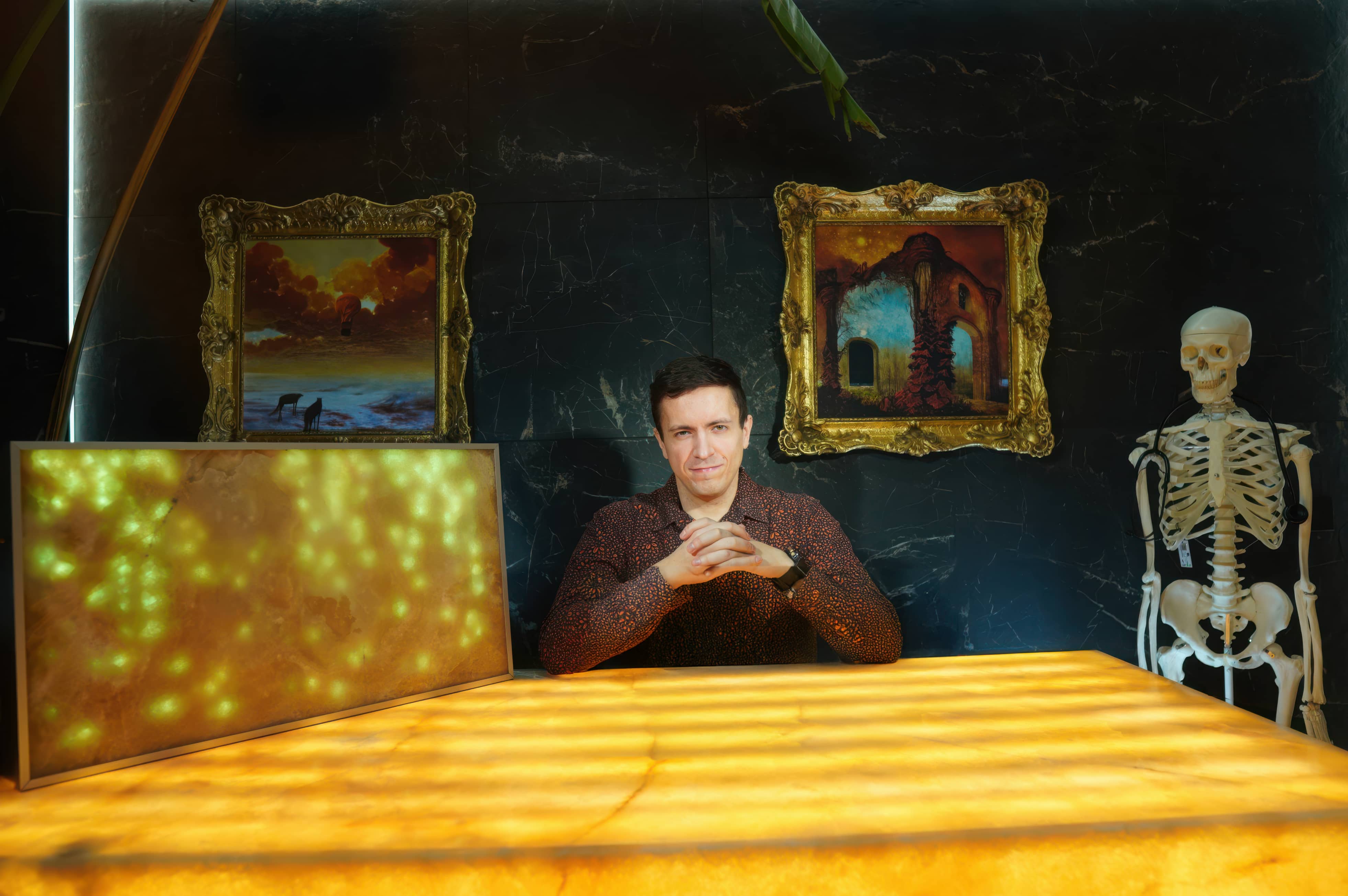 FoundersMind Studio - A transformative environment with gold lighting and thoughtful design elements